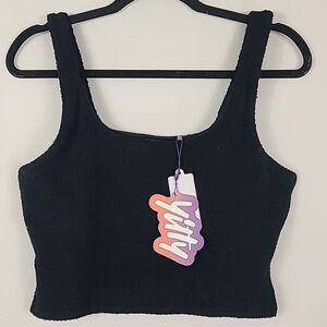 NEW Fabletics Yitty Pet Me Tank Black Fuzzy Soft Sz L Retail $60